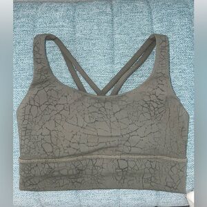 Lululemon Free To Be Serene Long Line Bra Size 4, Green Marble Print